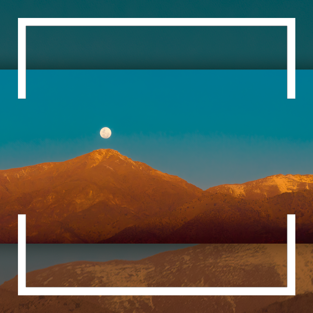 2023_07_31_PANO_104_OCASO_CORDILLERA_LUNA_ZOOM_PRODUCTO "Cerro Provincia bajo la Luna: Vigilia de un Guardián Ceremonioso" - Imagen 1